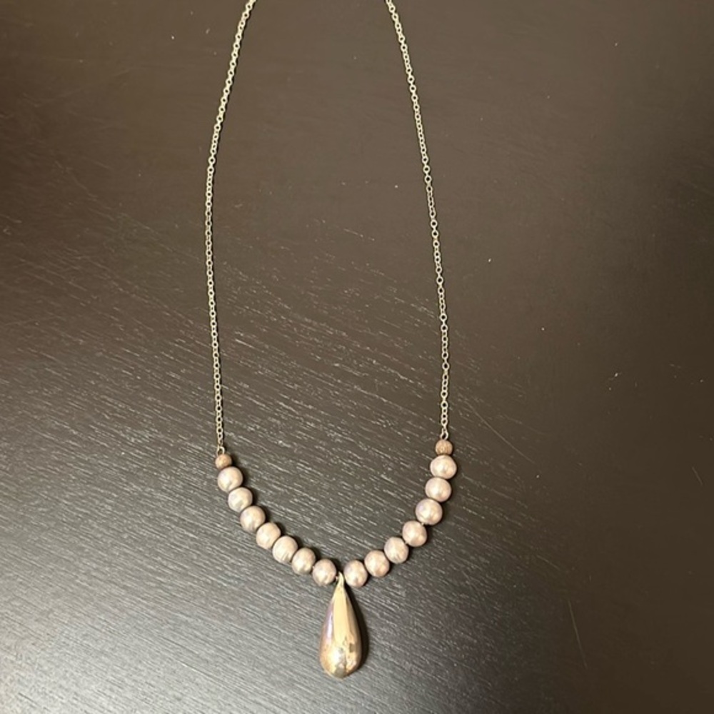 925 Sterling silver, pearls & silver teardrop, vintage
